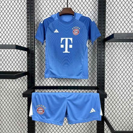 Bayern Munich 2025/26 Blue Goalkeeper Kids Kit