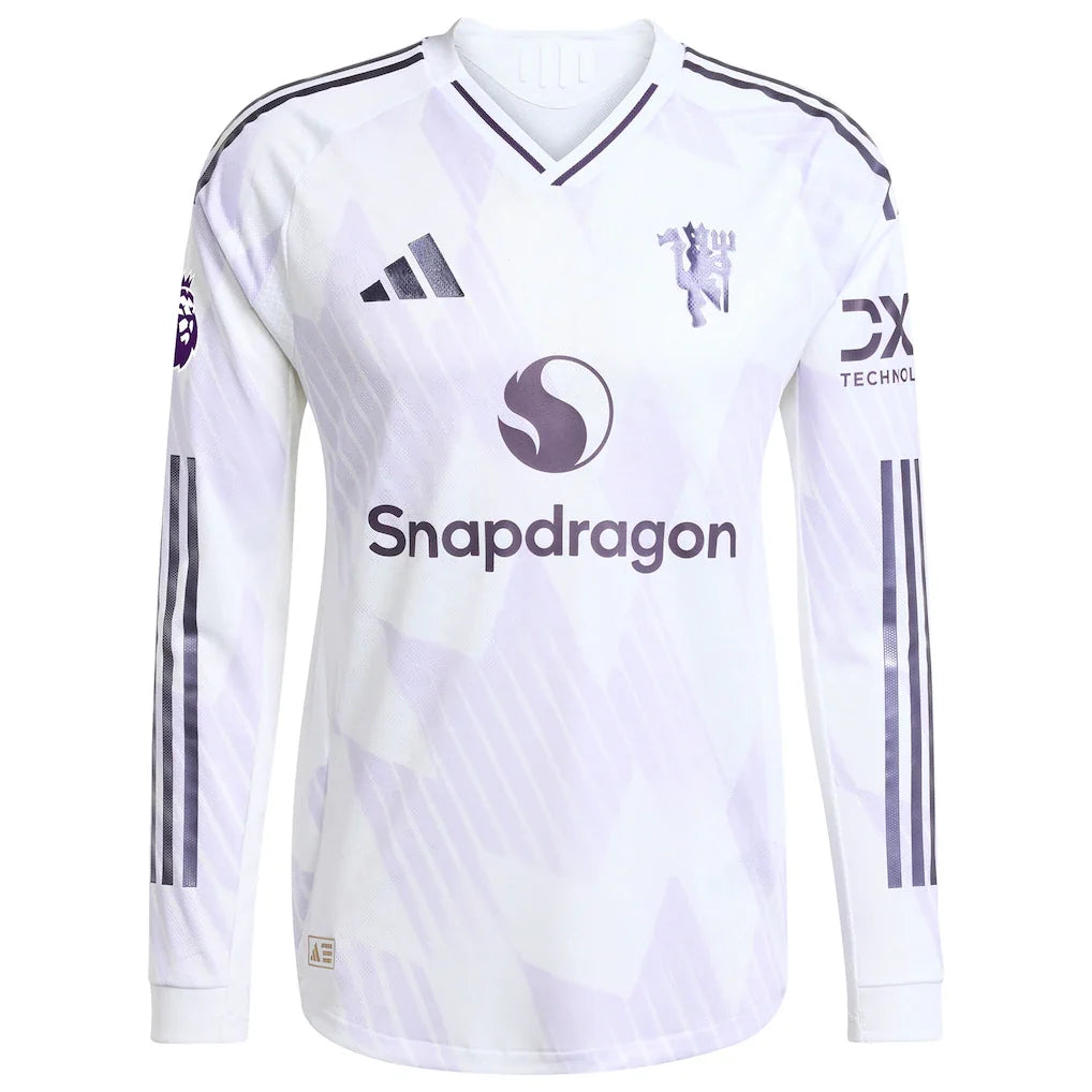 Manchester United adidas 2025/26 Away Authentic Long Sleeve Jersey - White