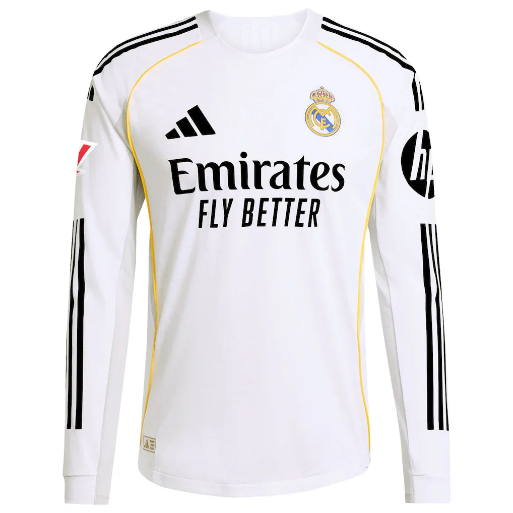 Jude Bellingham Real Madrid adidas 2025/26 Home Authentic Long Sleeve Jersey - White